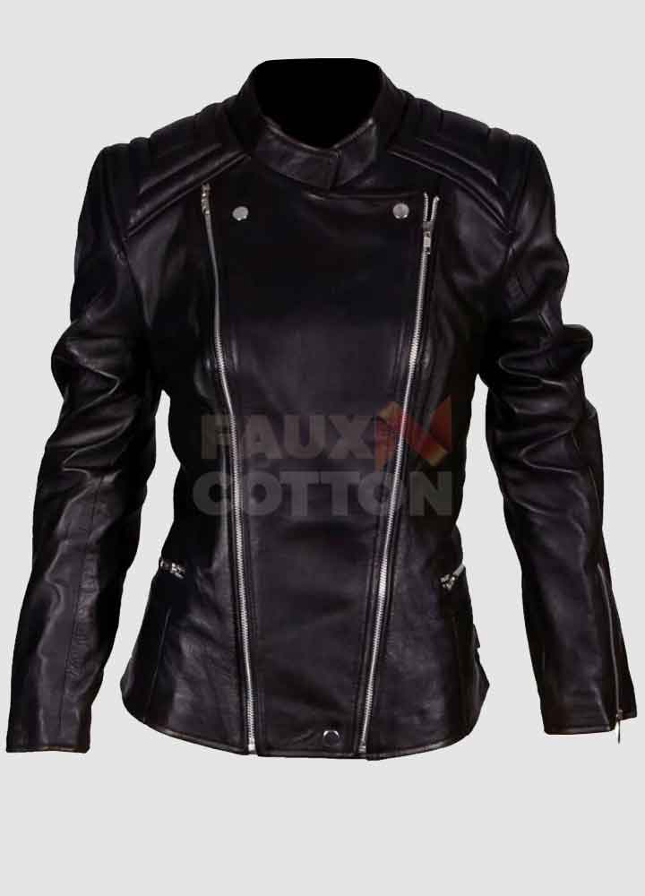 Abbey Clancy Black Biker Leather Jacket